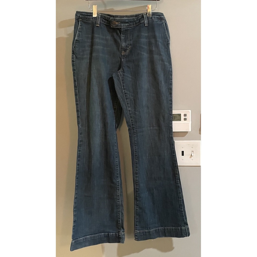 Eddie Bauer Jeans Wide Leg Boot Denim Cotton Stretch Womens Size 12